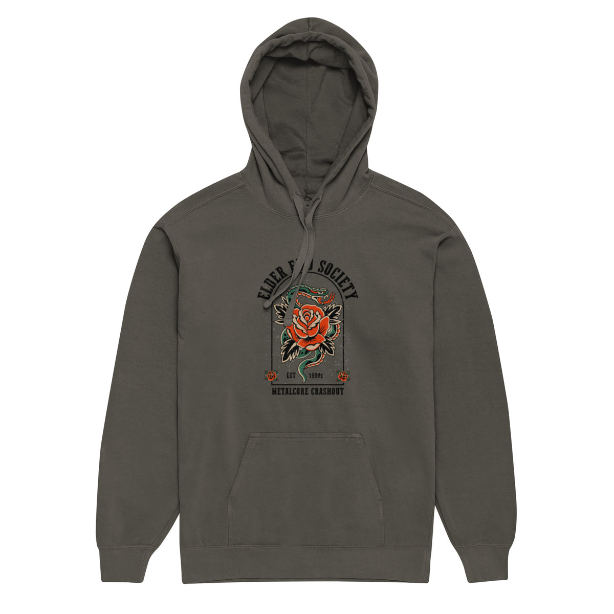 Elder Emo Society Hoodie | Metalcore Crashout Garment-Dyed Sweatshirt - Spinsterly Co
