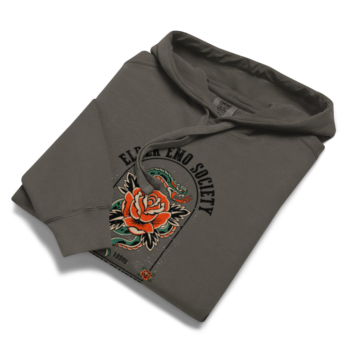Elder Emo Society Hoodie | Metalcore Crashout Garment-Dyed Sweatshirt - Spinsterly Co
