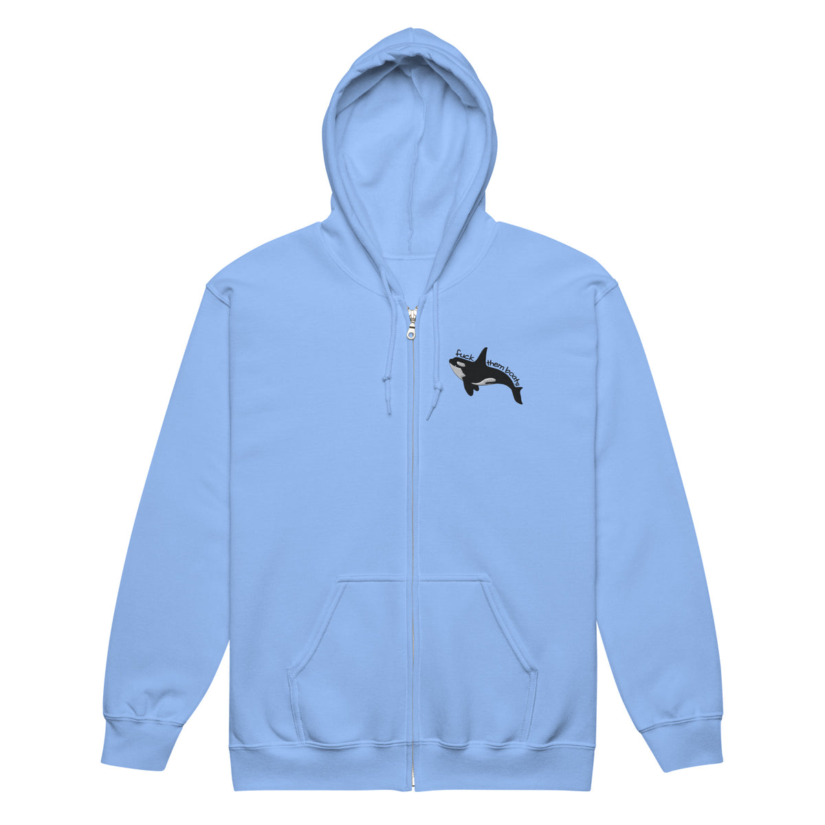 Fuck Them Boats Orca Zip Hoodie | Funny Orca Graphic Heavy Blend Zip-Up - Spinsterly Co