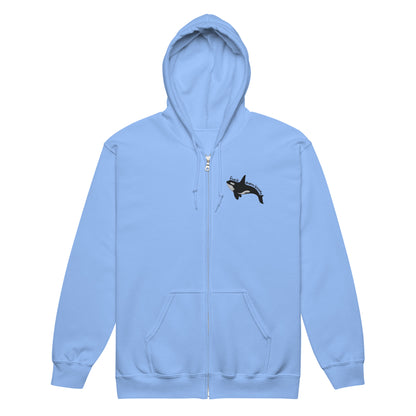 Fuck Them Boats Orca Zip Hoodie | Funny Orca Graphic Heavy Blend Zip-Up - Spinsterly Co