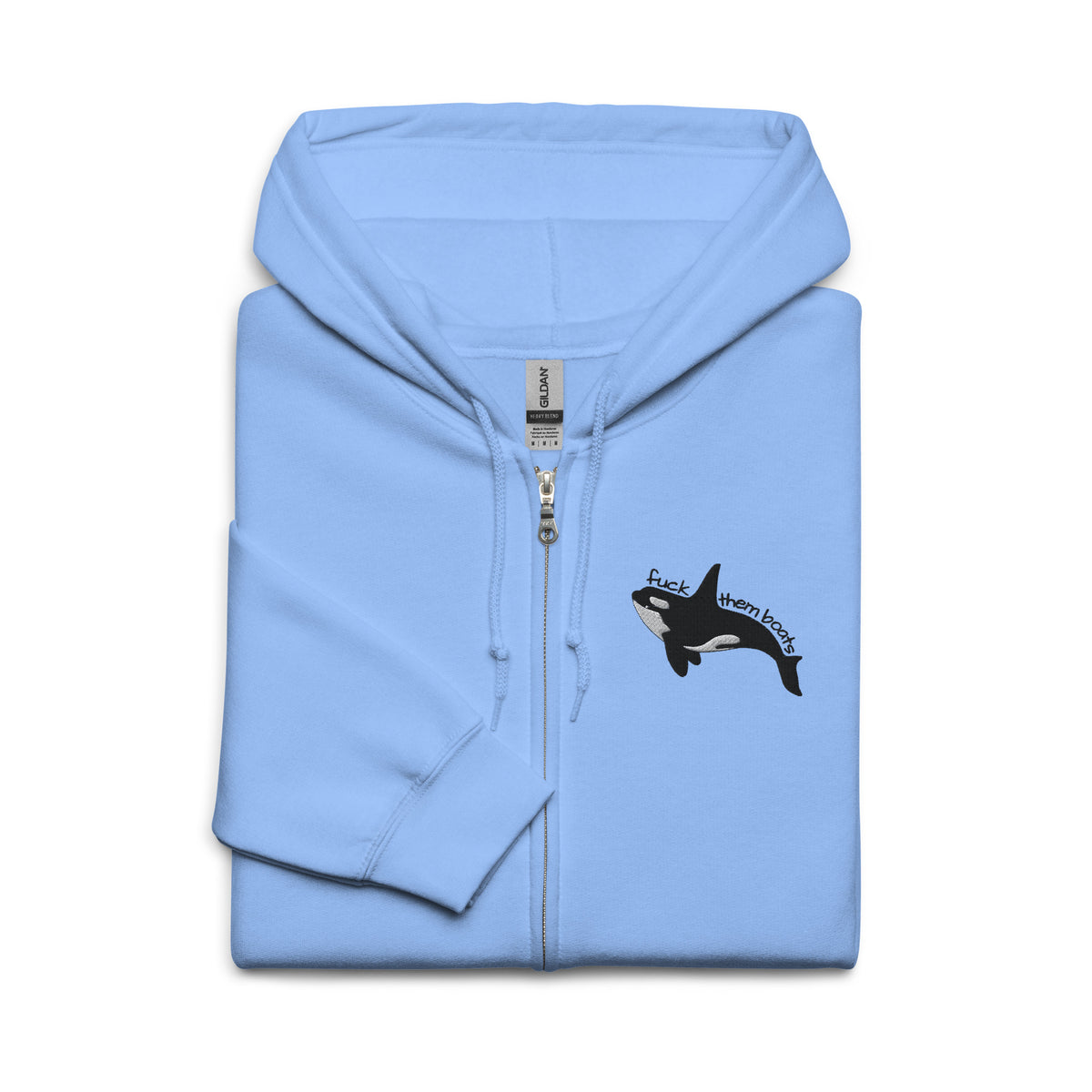 Fuck Them Boats Orca Zip Hoodie | Funny Orca Graphic Heavy Blend Zip-Up - Spinsterly Co