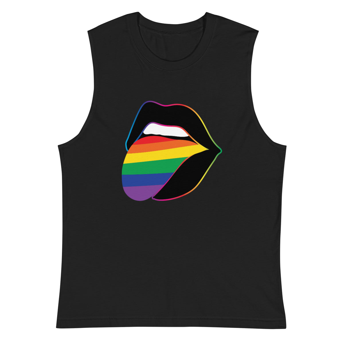 Pride Lips Rainbow Muscle Tank — LGBTQ+ Sleeveless Graphic Tee - Spinsterly Co