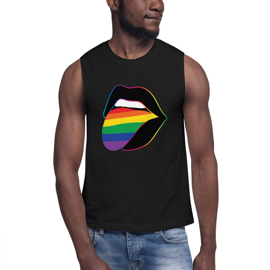 Pride Lips Rainbow Muscle Tank — LGBTQ+ Sleeveless Graphic Tee - Spinsterly Co