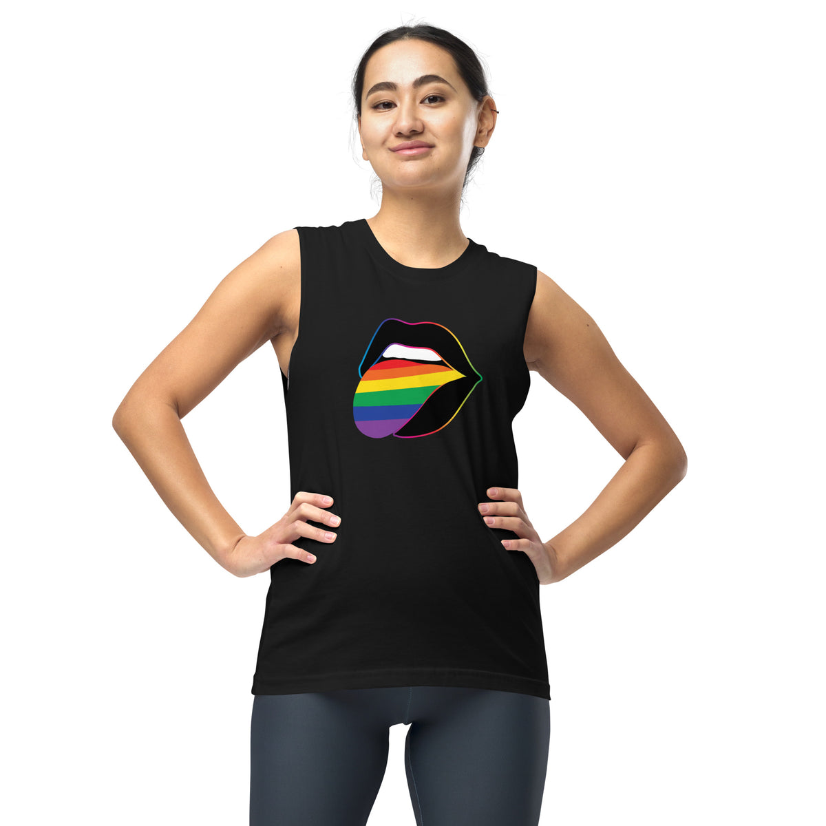 Pride Lips Rainbow Muscle Tank — LGBTQ+ Sleeveless Graphic Tee - Spinsterly Co