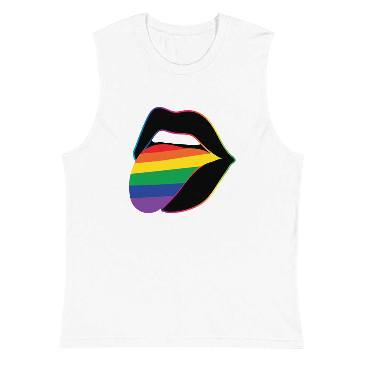 Pride Lips Rainbow Muscle Tank — LGBTQ+ Sleeveless Graphic Tee - Spinsterly Co