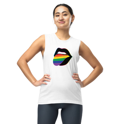 Pride Lips Rainbow Muscle Tank — LGBTQ+ Sleeveless Graphic Tee - Spinsterly Co