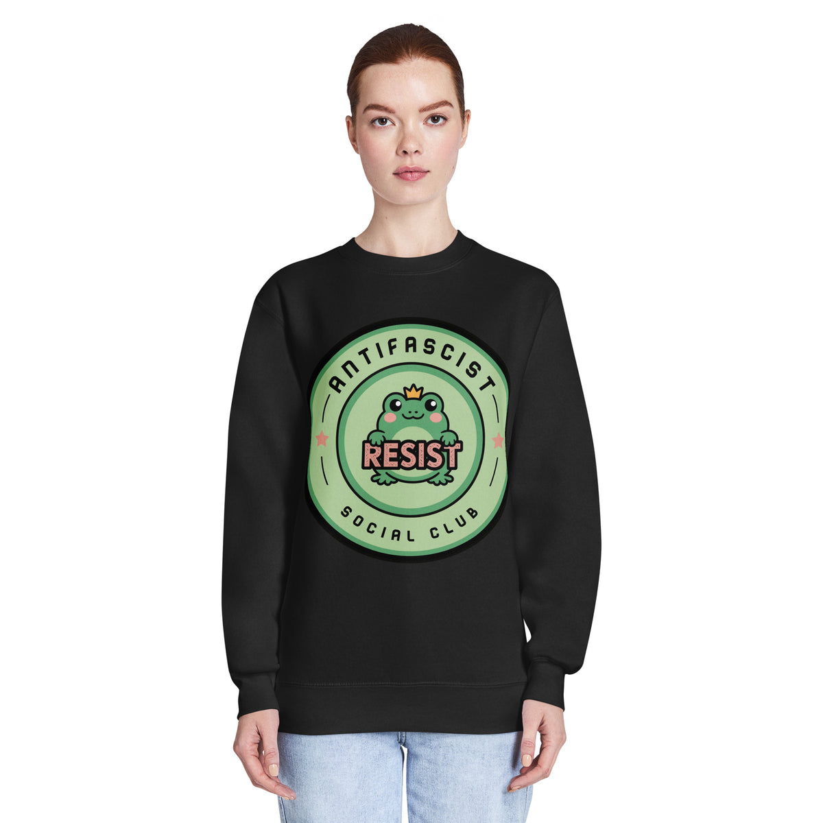 Antifascist Social Club Kawaii Frog Crew Neck Sweatshirt | Political Activist Sweatshirt - Spinsterly Co