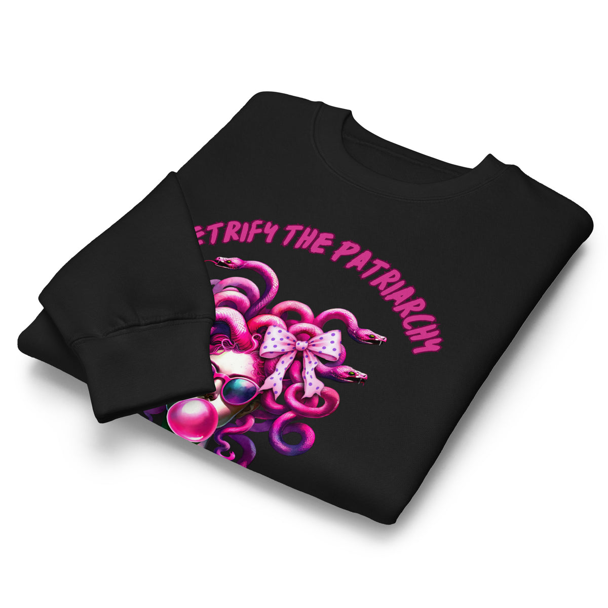 Petrify the Patriarchy Medusa Crewneck Sweatshirt | Feminist Mythology Graphic Sweatshirt - Spinsterly Co