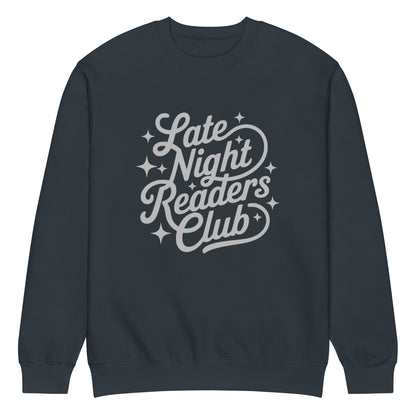 Late Night Readers Club Sweatshirt | Bookish Retro Script Crew Neck - Spinsterly Co