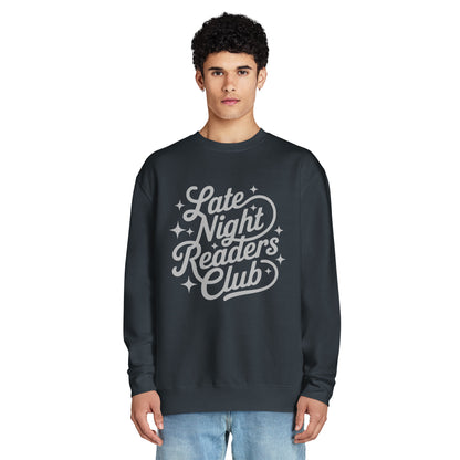 Late Night Readers Club Sweatshirt | Bookish Retro Script Crew Neck - Spinsterly Co