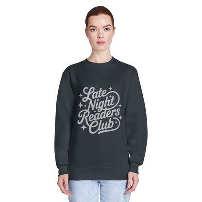 Late Night Readers Club Sweatshirt | Bookish Retro Script Crew Neck - Spinsterly Co