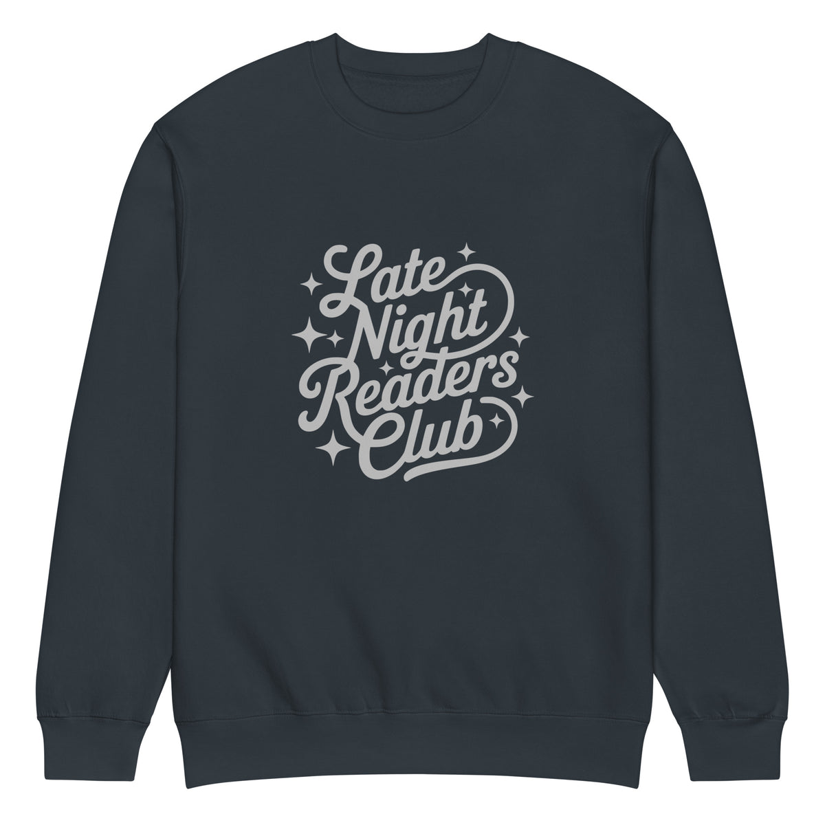 Late Night Readers Club Sweatshirt | Bookish Retro Script Crew Neck - Spinsterly Co