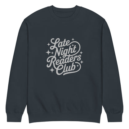 Late Night Readers Club Sweatshirt | Bookish Retro Script Crew Neck - Spinsterly Co