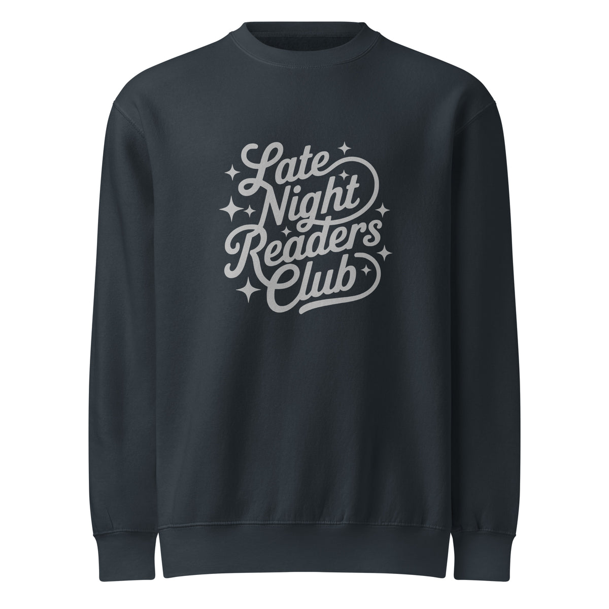 Late Night Readers Club Sweatshirt | Bookish Retro Script Crew Neck - Spinsterly Co