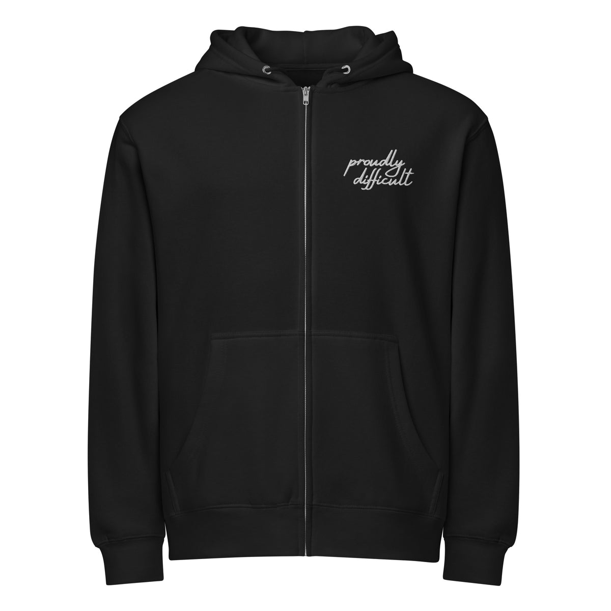 Proudly Difficult Full Zip Hoodie | Feminist Embroidered Zip-Up - Spinsterly Co