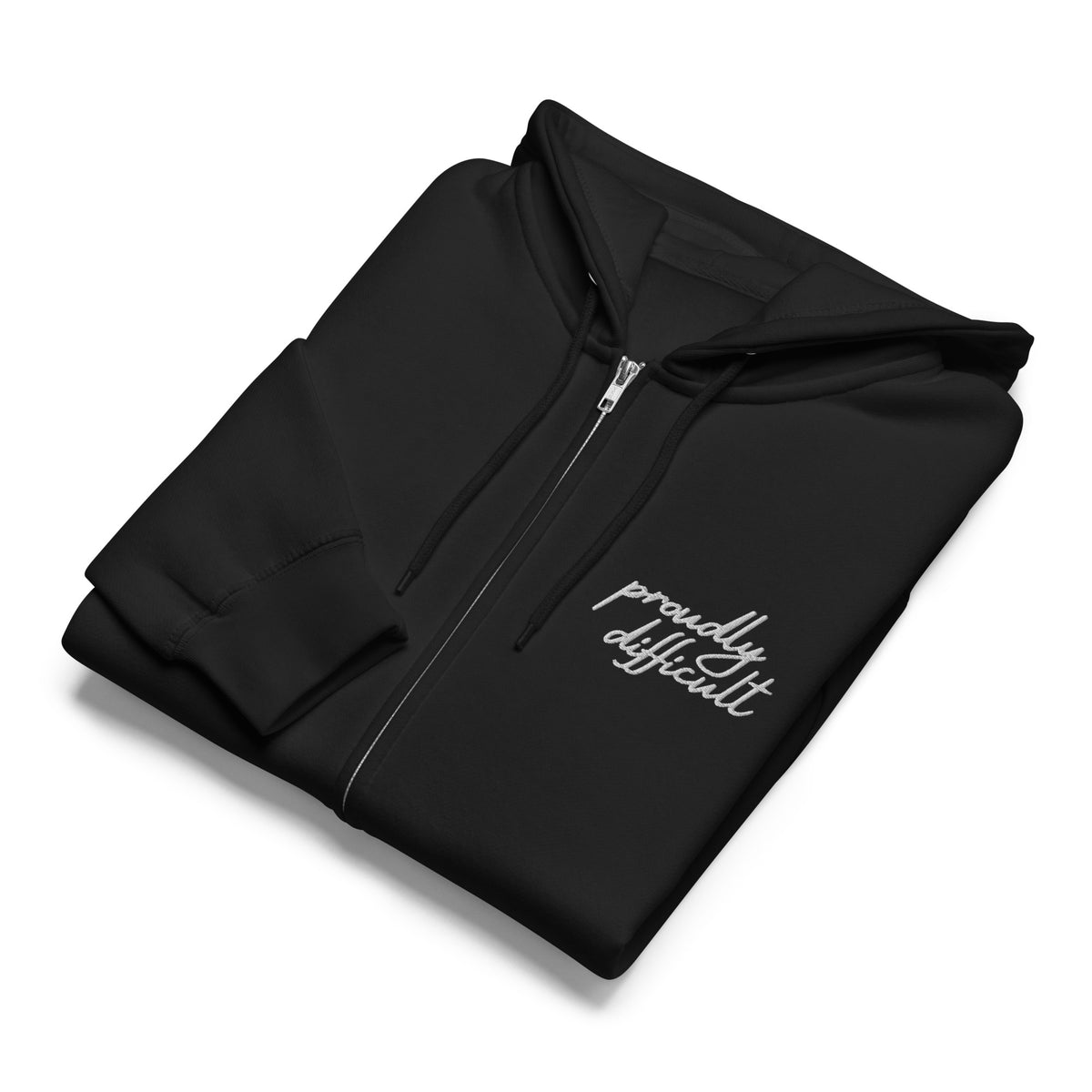 Proudly Difficult Full Zip Hoodie | Feminist Embroidered Zip-Up - Spinsterly Co