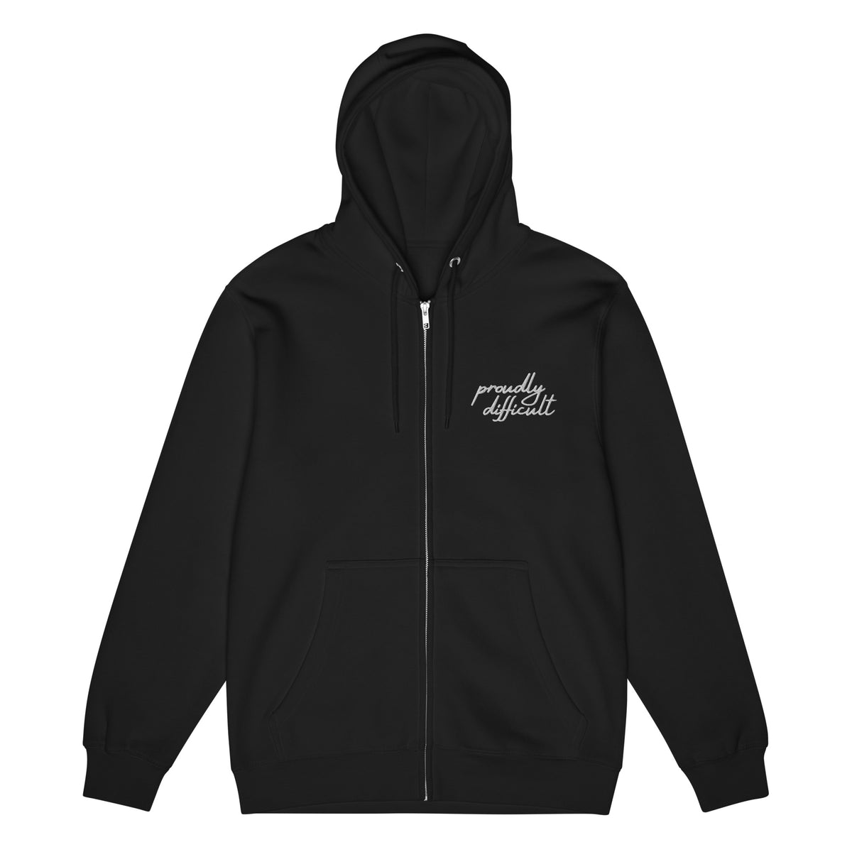 Proudly Difficult Full Zip Hoodie | Feminist Embroidered Zip-Up - Spinsterly Co