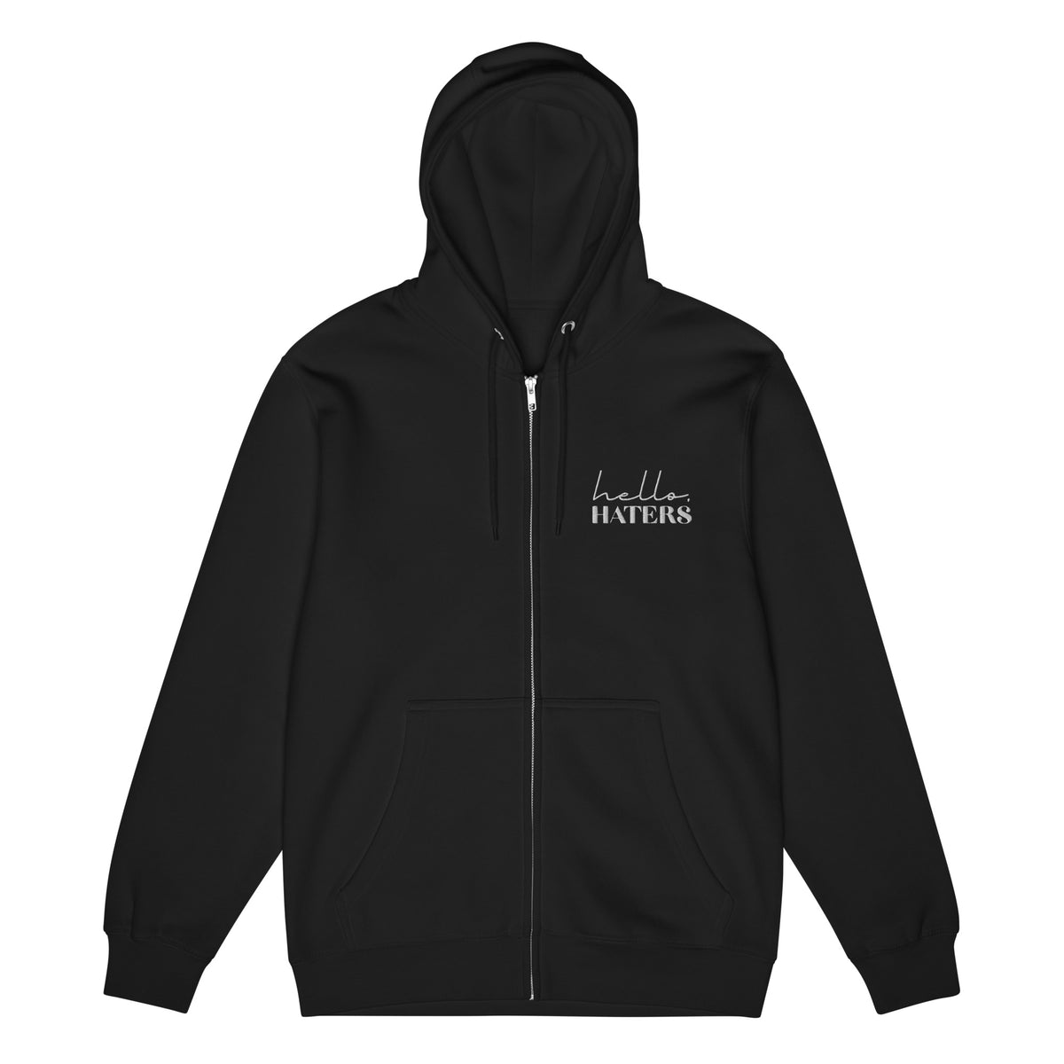 Hello Haters Full Zip Hoodie | Feminist Statement Graphic Hoodie - Spinsterly Co