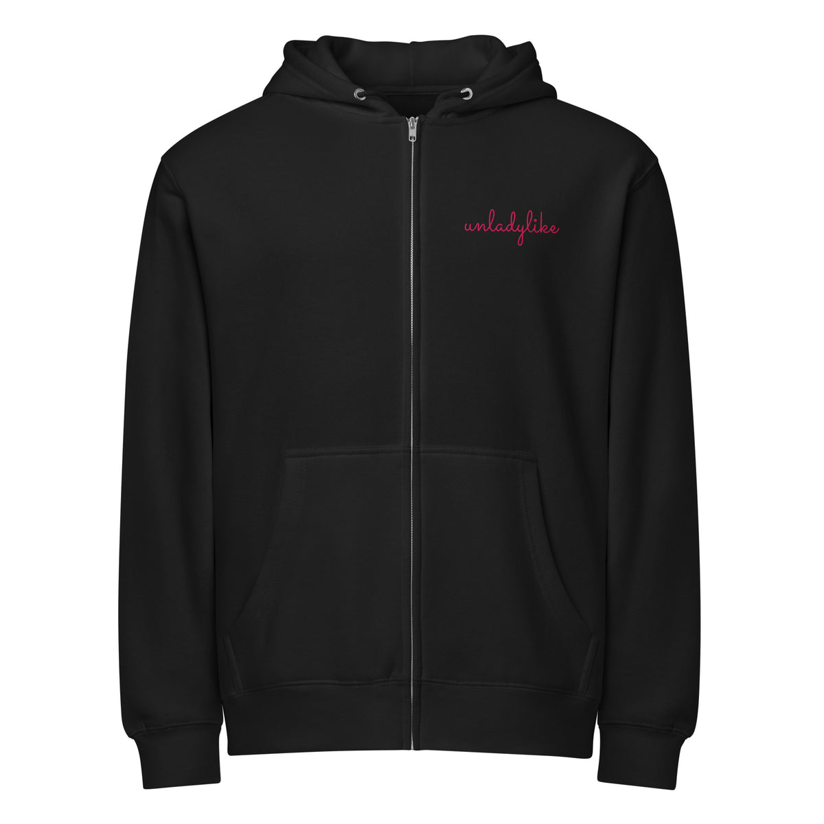 Unladylike Full Zip Hoodie | Feminist Script Graphic Hoodie for Women - Spinsterly Co