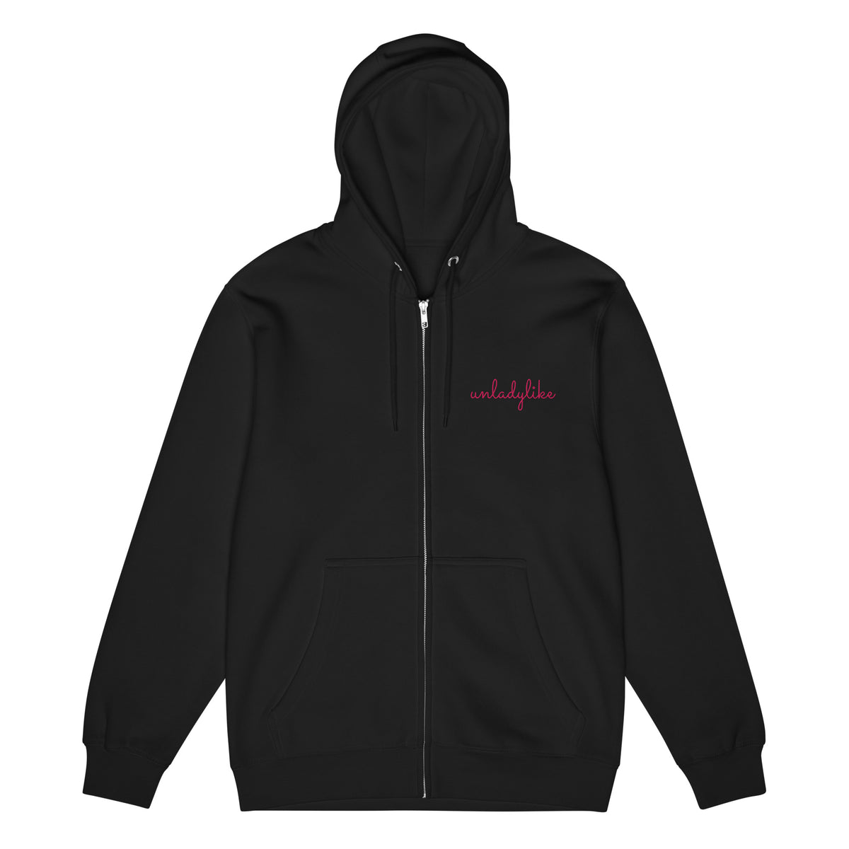 Unladylike Full Zip Hoodie | Feminist Script Graphic Hoodie for Women - Spinsterly Co