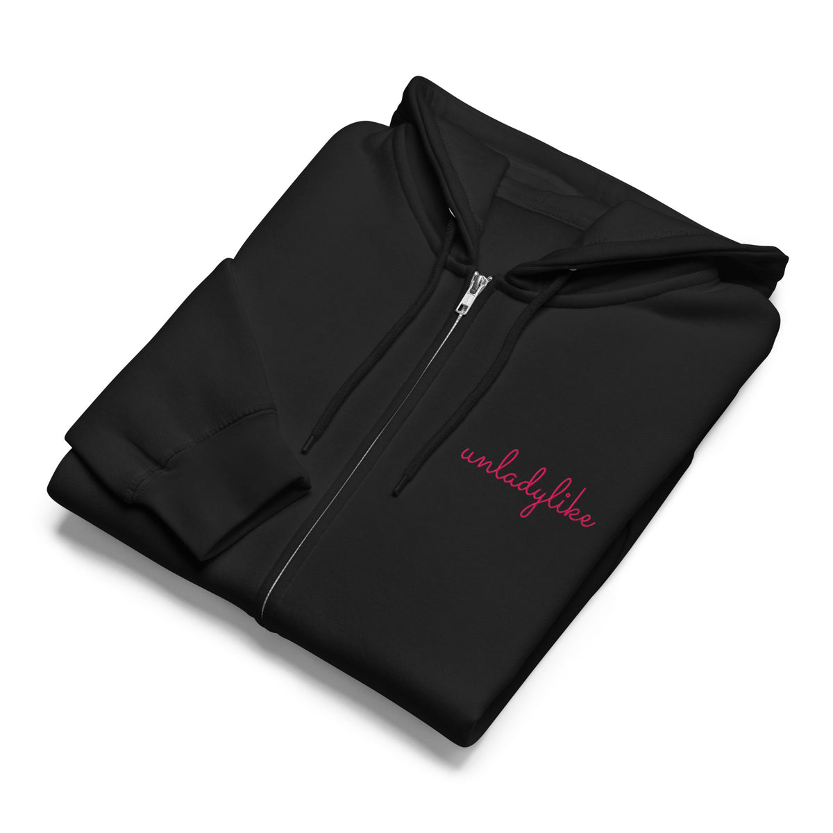 Unladylike Full Zip Hoodie | Feminist Script Graphic Hoodie for Women - Spinsterly Co