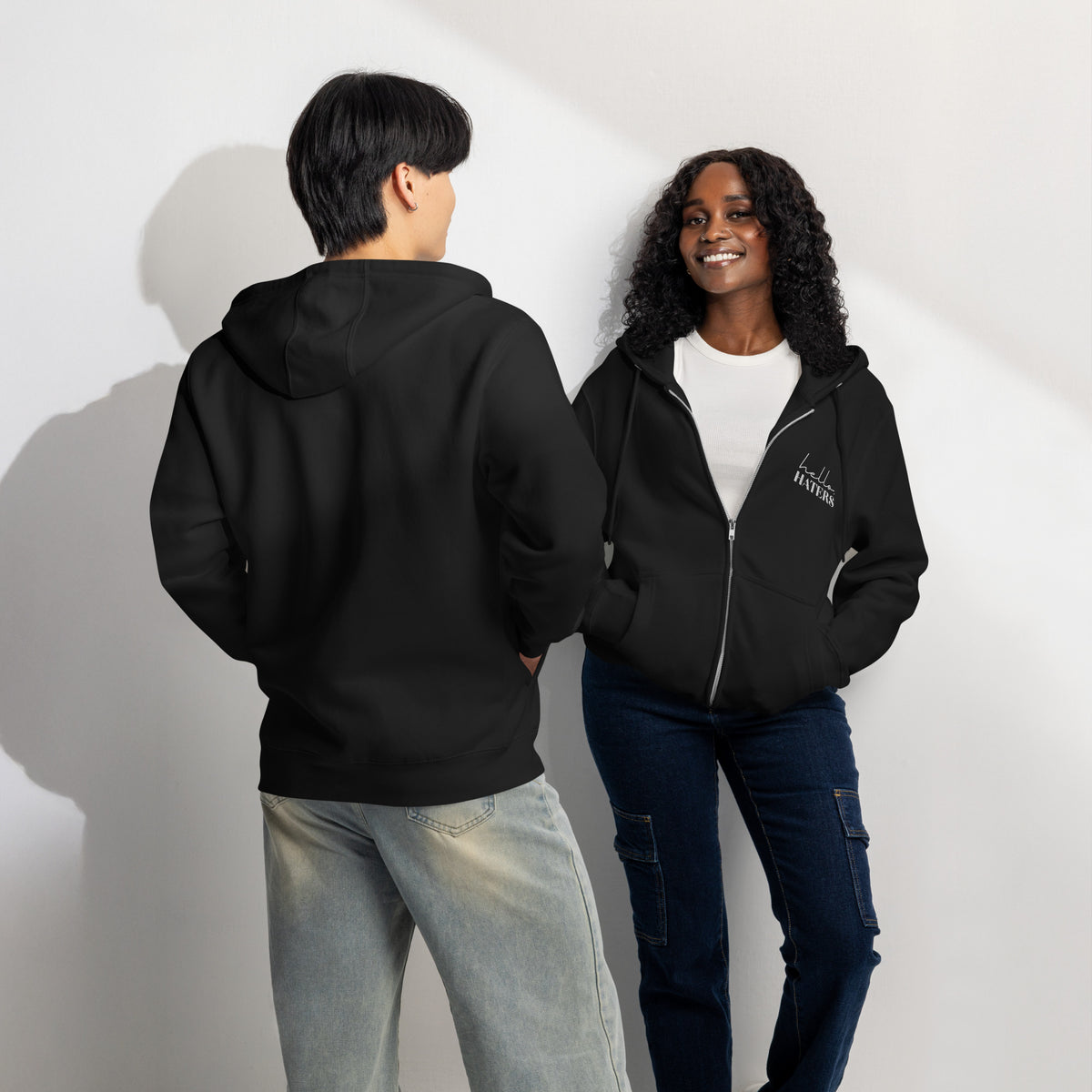 Hello Haters Full Zip Hoodie | Feminist Statement Graphic Hoodie - Spinsterly Co