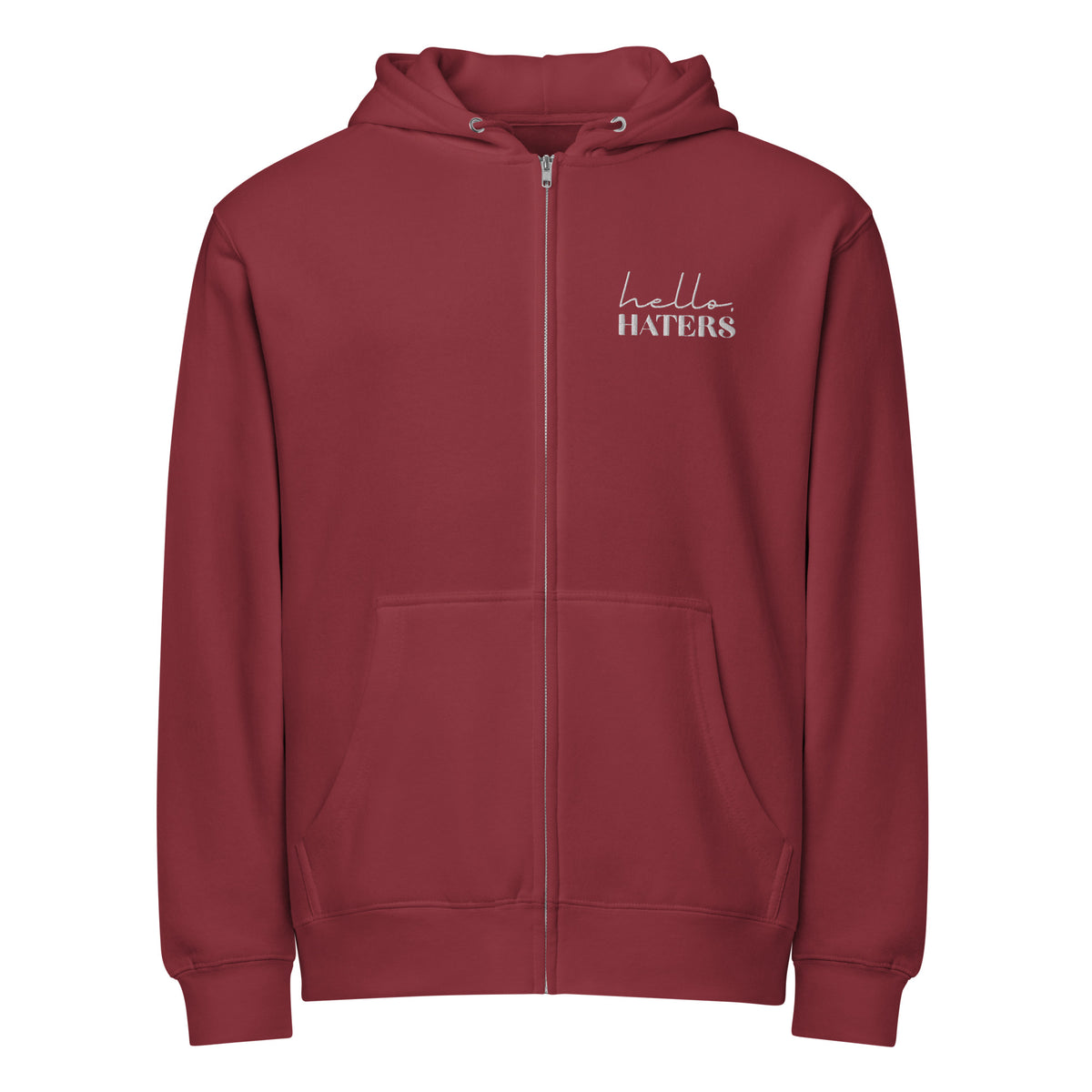 Hello Haters Full Zip Hoodie | Feminist Statement Graphic Hoodie - Spinsterly Co
