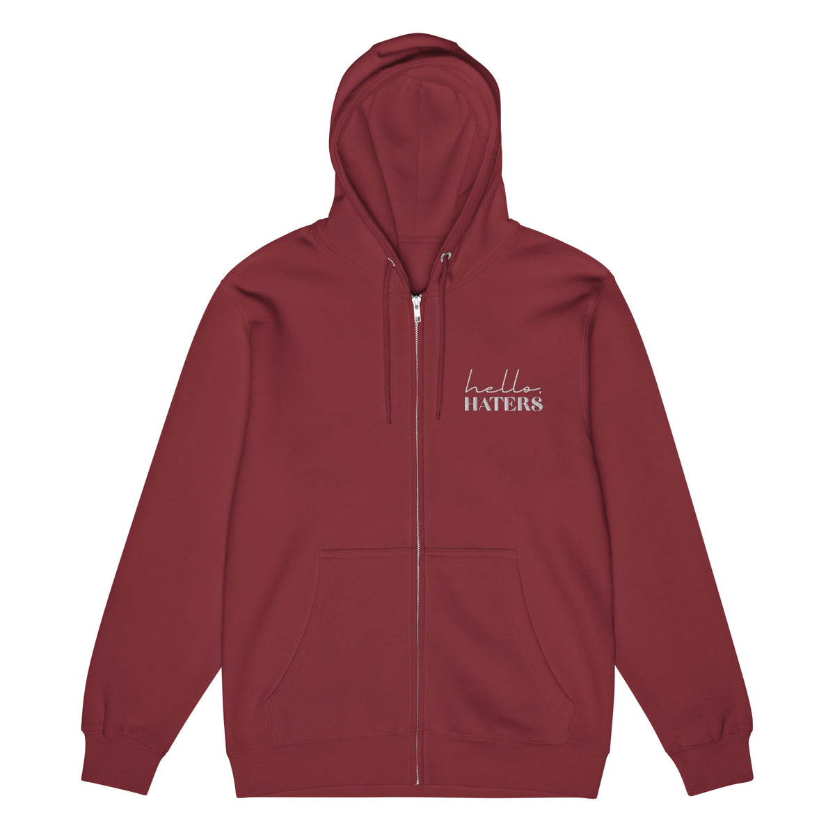Hello Haters Full Zip Hoodie | Feminist Statement Graphic Hoodie - Spinsterly Co