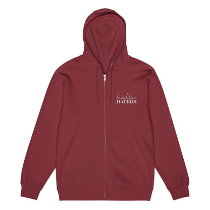 Hello Haters Full Zip Hoodie | Feminist Statement Graphic Hoodie - Spinsterly Co