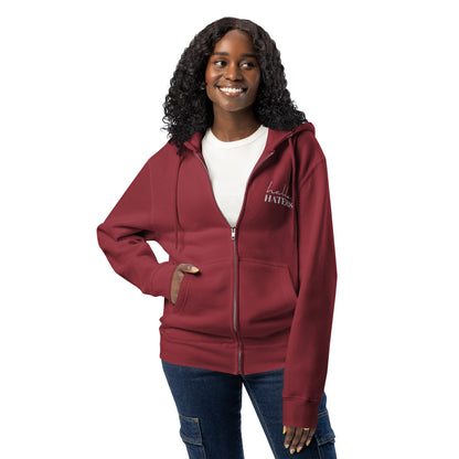 Hello Haters Full Zip Hoodie | Feminist Statement Graphic Hoodie - Spinsterly Co