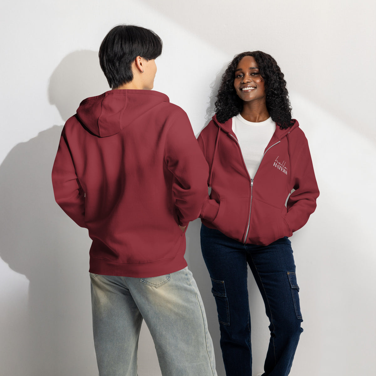 Hello Haters Full Zip Hoodie | Feminist Statement Graphic Hoodie - Spinsterly Co
