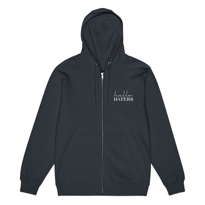 Hello Haters Full Zip Hoodie | Feminist Statement Graphic Hoodie - Spinsterly Co