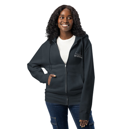 Hello Haters Full Zip Hoodie | Feminist Statement Graphic Hoodie - Spinsterly Co