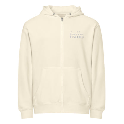 Hello Haters Full Zip Hoodie | Feminist Statement Graphic Hoodie - Spinsterly Co