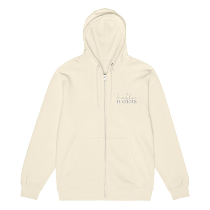 Hello Haters Full Zip Hoodie | Feminist Statement Graphic Hoodie - Spinsterly Co