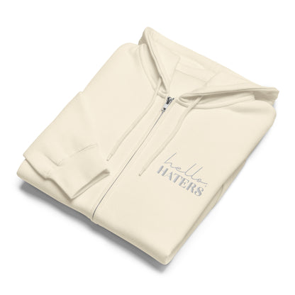 Hello Haters Full Zip Hoodie | Feminist Statement Graphic Hoodie - Spinsterly Co