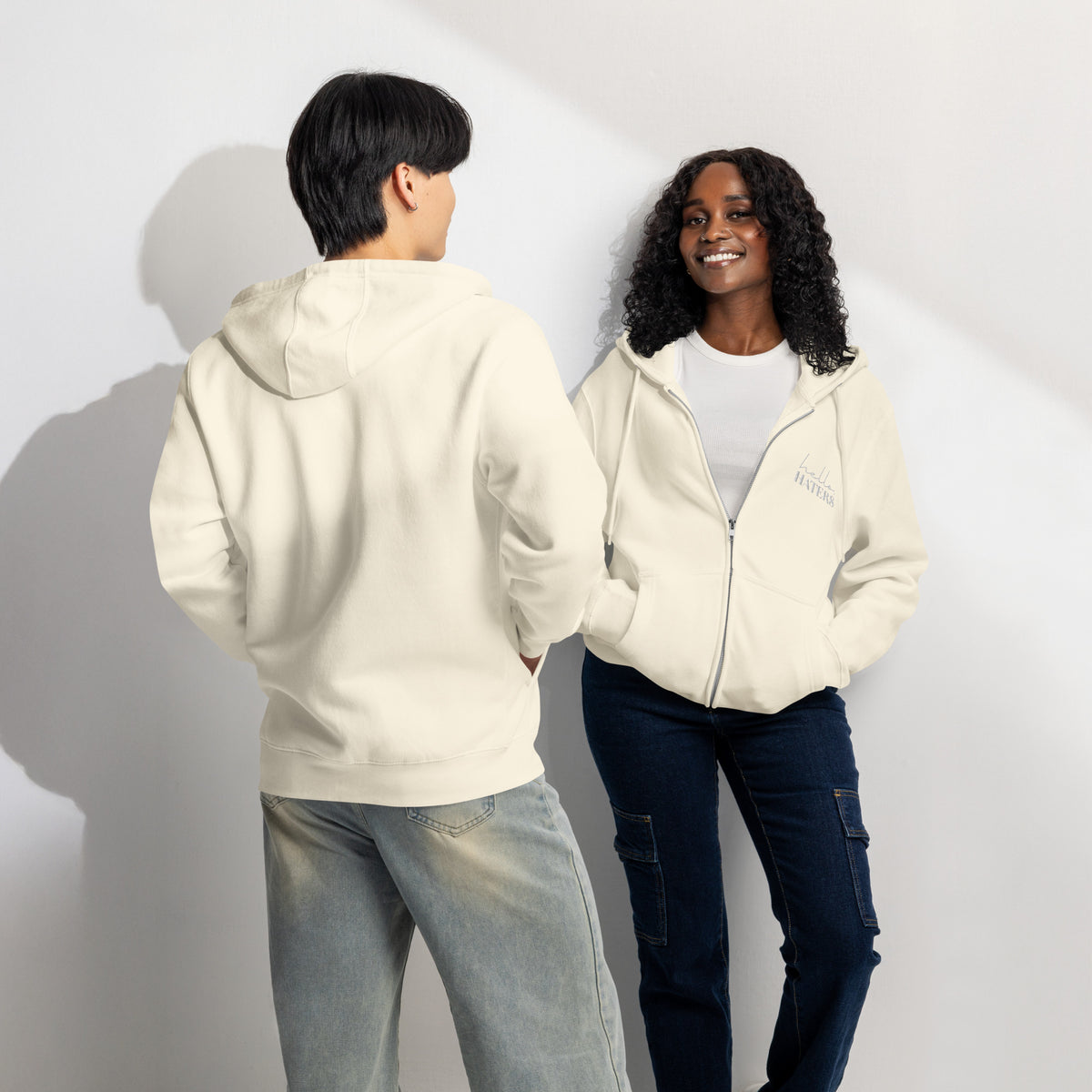 Hello Haters Full Zip Hoodie | Feminist Statement Graphic Hoodie - Spinsterly Co