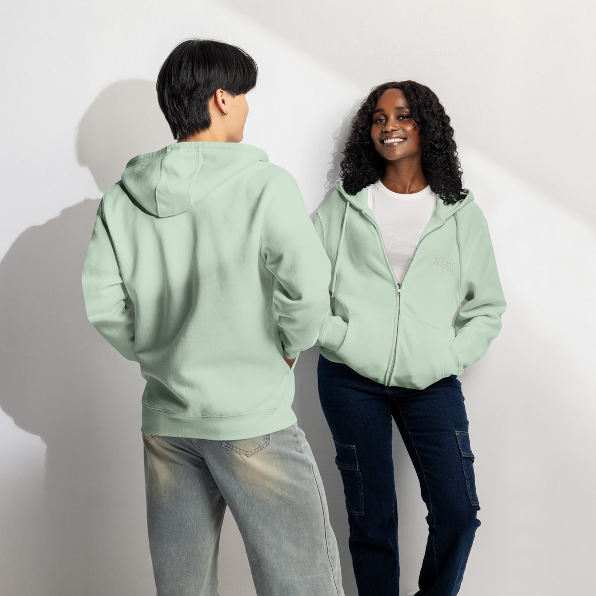 Hello Haters Full Zip Hoodie | Feminist Statement Graphic Hoodie - Spinsterly Co