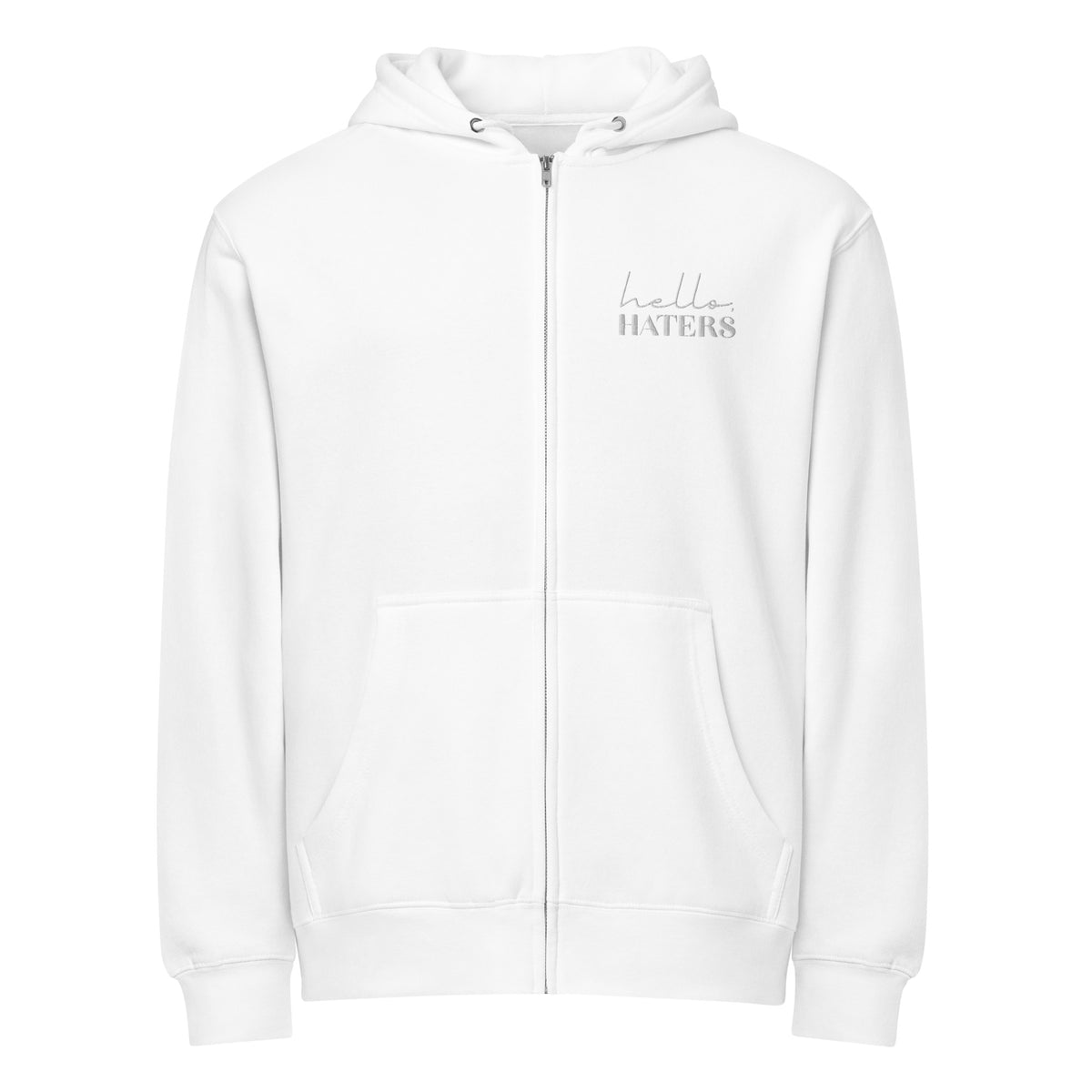 Hello Haters Full Zip Hoodie | Feminist Statement Graphic Hoodie - Spinsterly Co