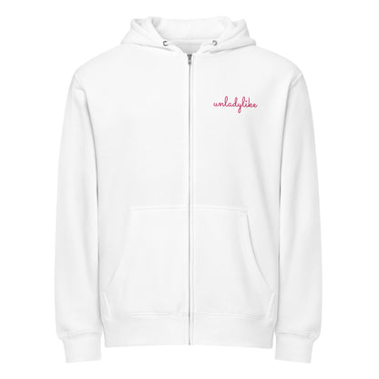 Unladylike Full Zip Hoodie | Feminist Script Graphic Hoodie for Women - Spinsterly Co