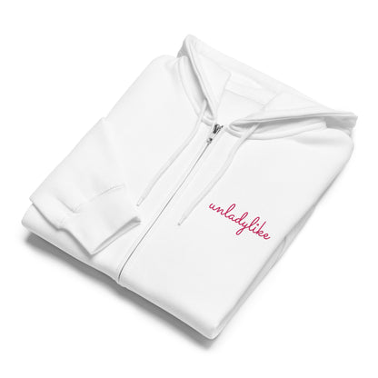 Unladylike Full Zip Hoodie | Feminist Script Graphic Hoodie for Women - Spinsterly Co