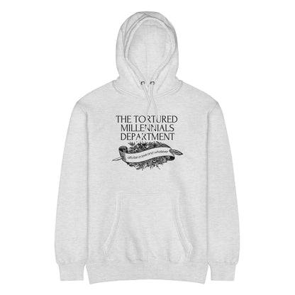 The Tortured Millennials Department Hoodie | Funny Millennial Parody Sweatshirt - Spinsterly Co