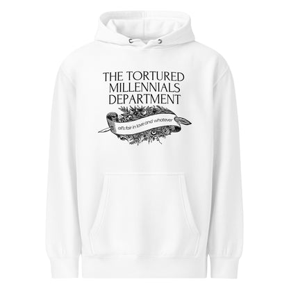 The Tortured Millennials Department Hoodie | Funny Millennial Parody Sweatshirt - Spinsterly Co