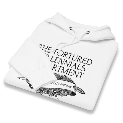 The Tortured Millennials Department Hoodie | Funny Millennial Parody Sweatshirt - Spinsterly Co