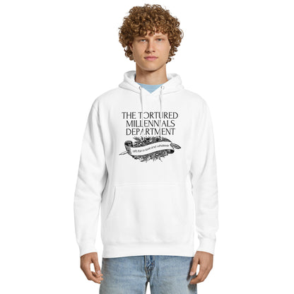 The Tortured Millennials Department Hoodie | Funny Millennial Parody Sweatshirt - Spinsterly Co