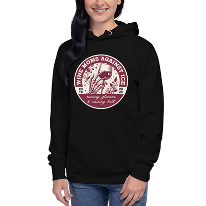 Wine Moms Against ICE Pullover Hoodie | Anti-ICE Political Statement Hoodie - Spinsterly Co