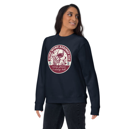Wine Moms Against ICE Crew Neck Sweatshirt | Anti-ICE Political Statement Crewneck - Spinsterly Co