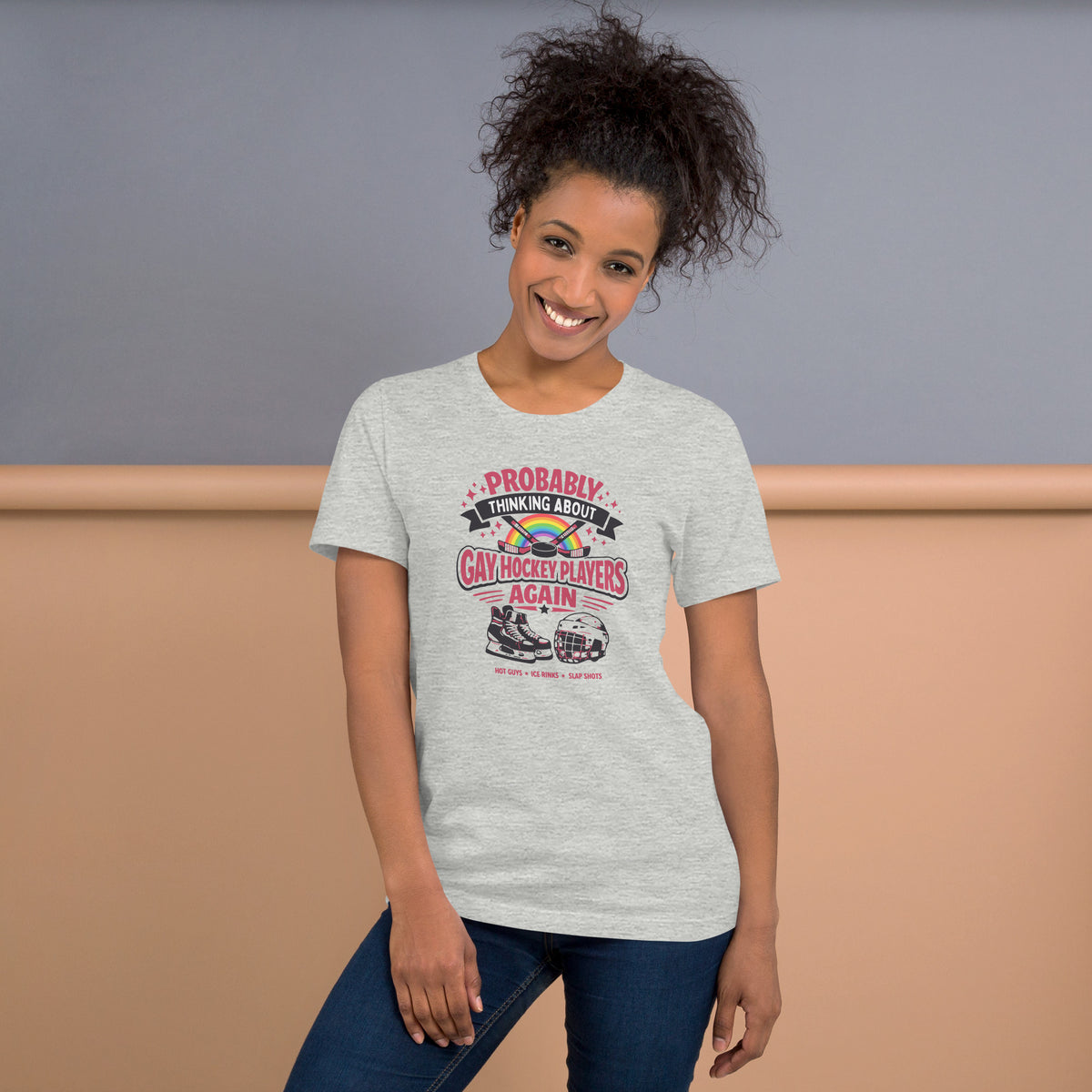 Probably Thinking About Gay Hockey Players Again T-Shirt | Queer Hockey Romance Tee - Spinsterly Co