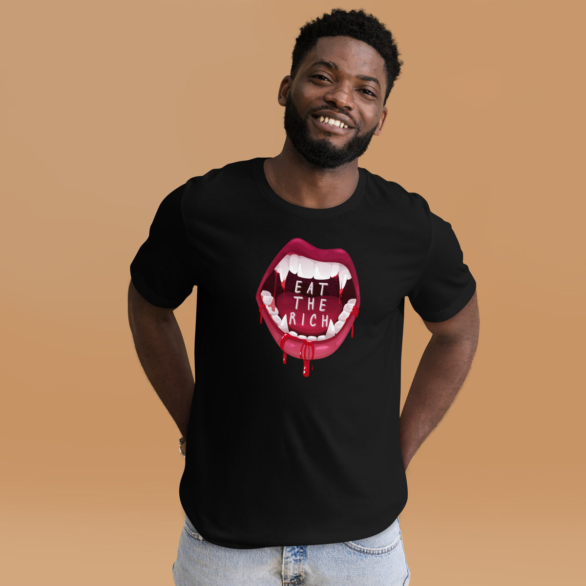 Eat the Rich Vampire Mouth T-Shirt | Anti-Capitalism Gothic Graphic Tee - Spinsterly Co