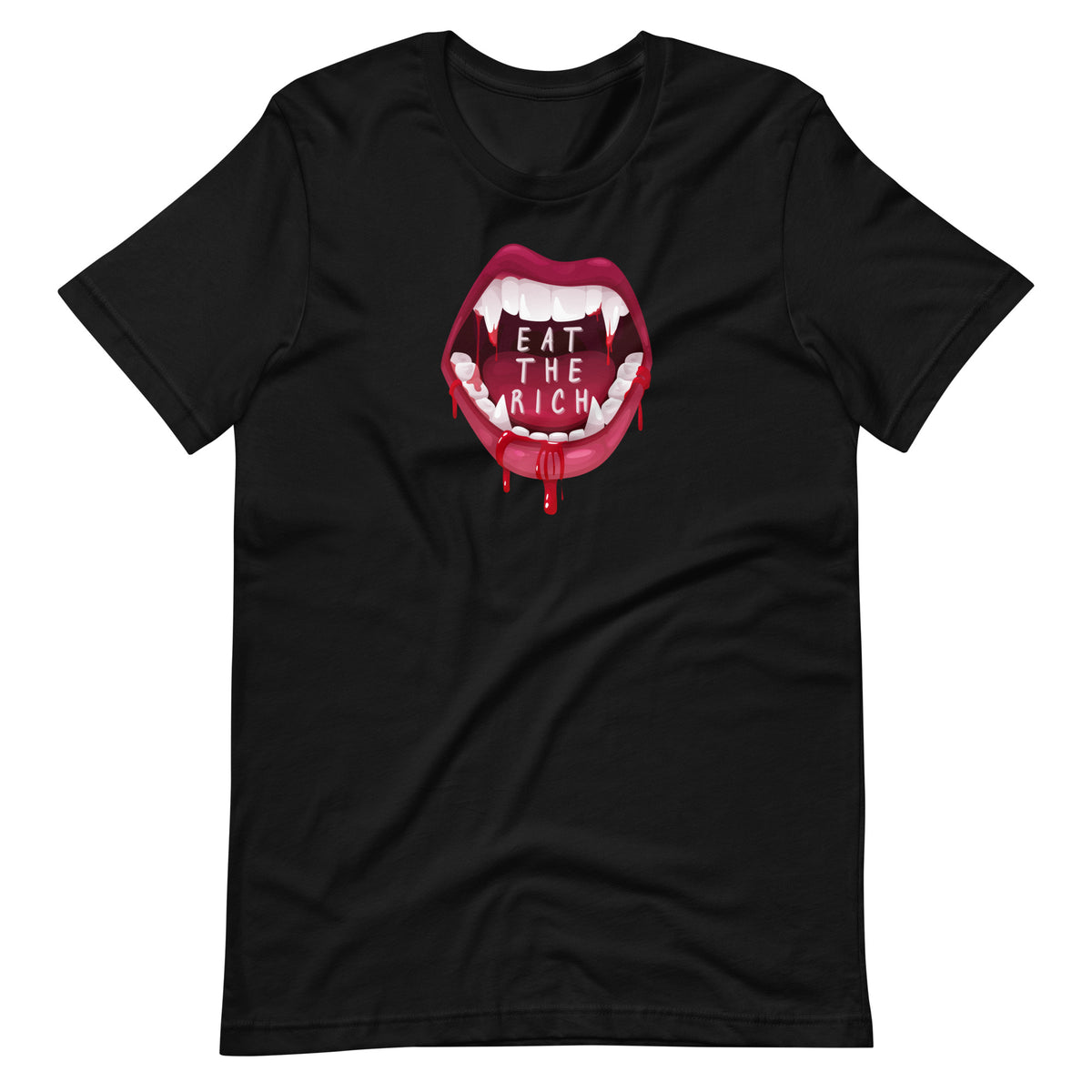 Eat the Rich Vampire Mouth T-Shirt | Anti-Capitalism Gothic Graphic Tee - Spinsterly Co